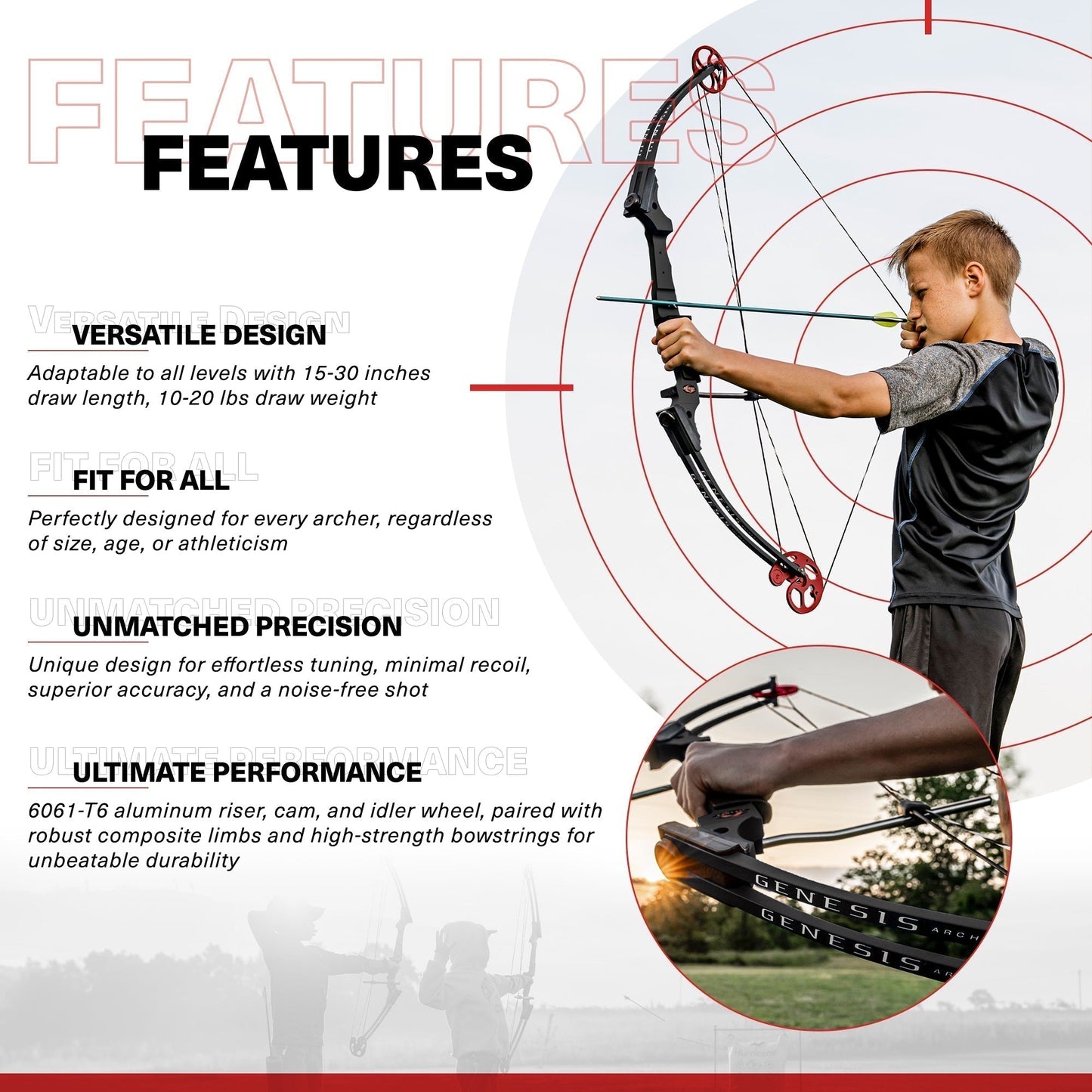 Genesis Archery Original Adjustable Right Handed Compound Bow, Black (2 Pack) - 323576
