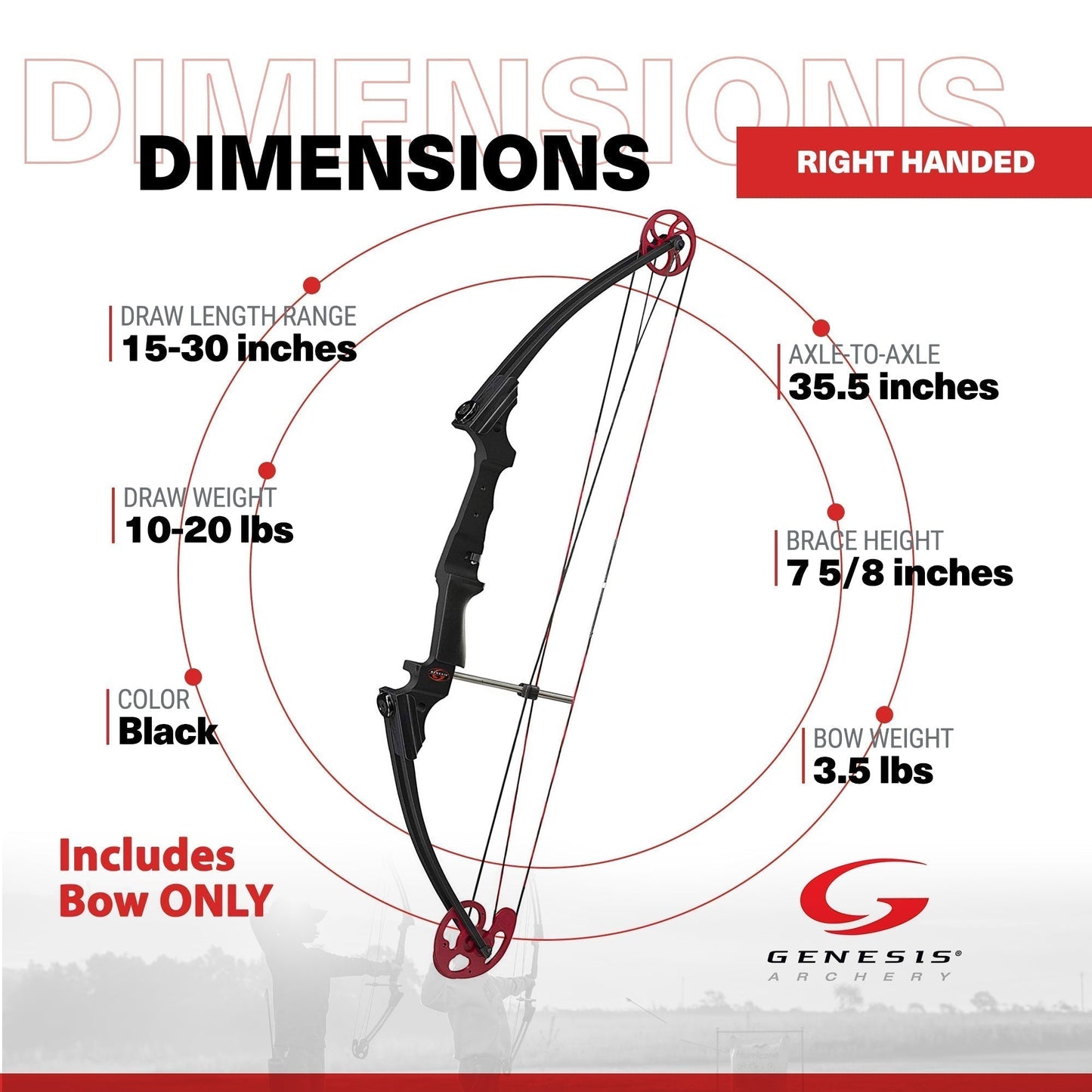 Genesis Archery Original Adjustable Right Handed Compound Bow, Black (5 Pack) - 323580