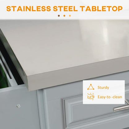 HomCom Rolling Kitchen Island with Storage, Portable Kitchen Cart - B0BL2T9PZV-1