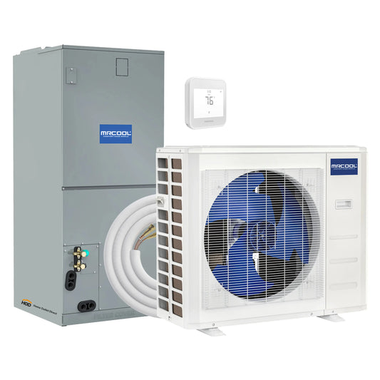MRCOOL Hyper Heat 2nd Gen 24K BTU, 2 Ton, 18.3 SEER2 Heat Pump Condenser and Ducted Air Handler with 15 Ft. R-454B No-Vac Lineset  - CENTRAL-24-HP-230B15