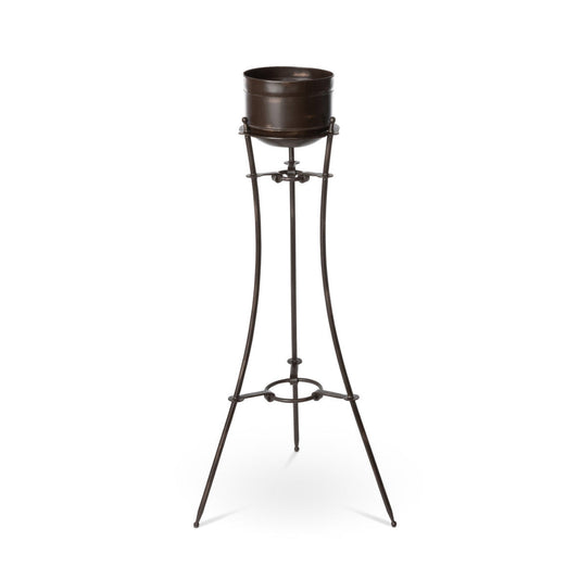 Park Hill Collection Lodge Portal Metal Stand and Pot, Tall - ECM20155