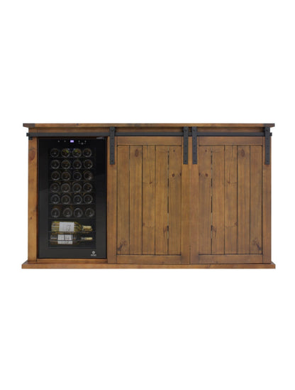 Vinotemp Rustic Wine Credenza with Sliding Doors - B Stock - VT-RUSTICRED3D