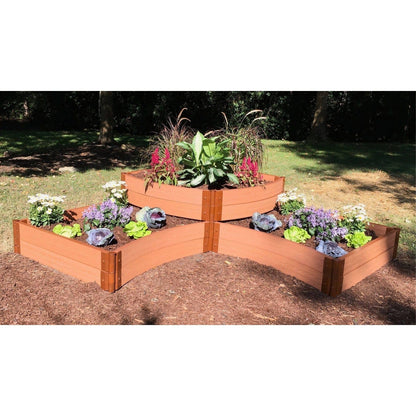 Frame It All | Tool-Free Teardrop Curved Corner Raised Garden Bed 2-Tier 8' X 8' X 22" - Uptown Brown - 1" Profile - 800004008